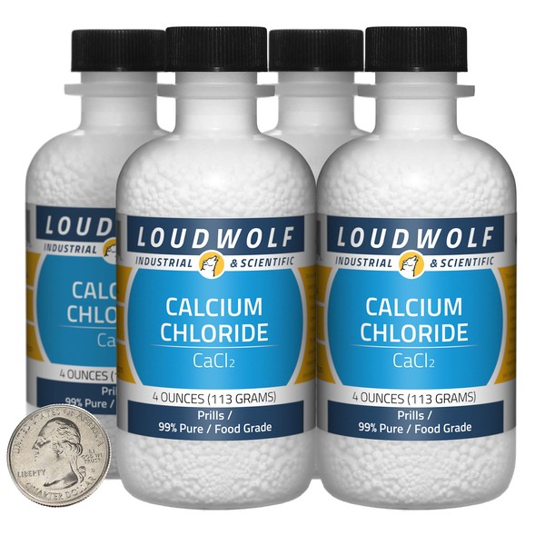 Calcium Chloride / 1 Pound / 4 Bottles / 99% Pure Food Grade/Prills