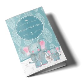 OLGS Mother and Child Passport Cover Austria Petrol Vintage - MKP Protective Cover for Pregnancy without Personalisation, Elephant Design