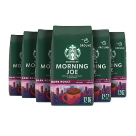 Starbucks Ground Coffee, Dark Roast Coffee, Morning Joe, 100% Arabica, 6 bags (12 oz each)