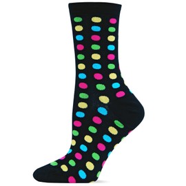Hot Sox Women's Patterns Novelty Fashion Casual Socks, Classic Large Dot (Black), Shoe Size: 4-10