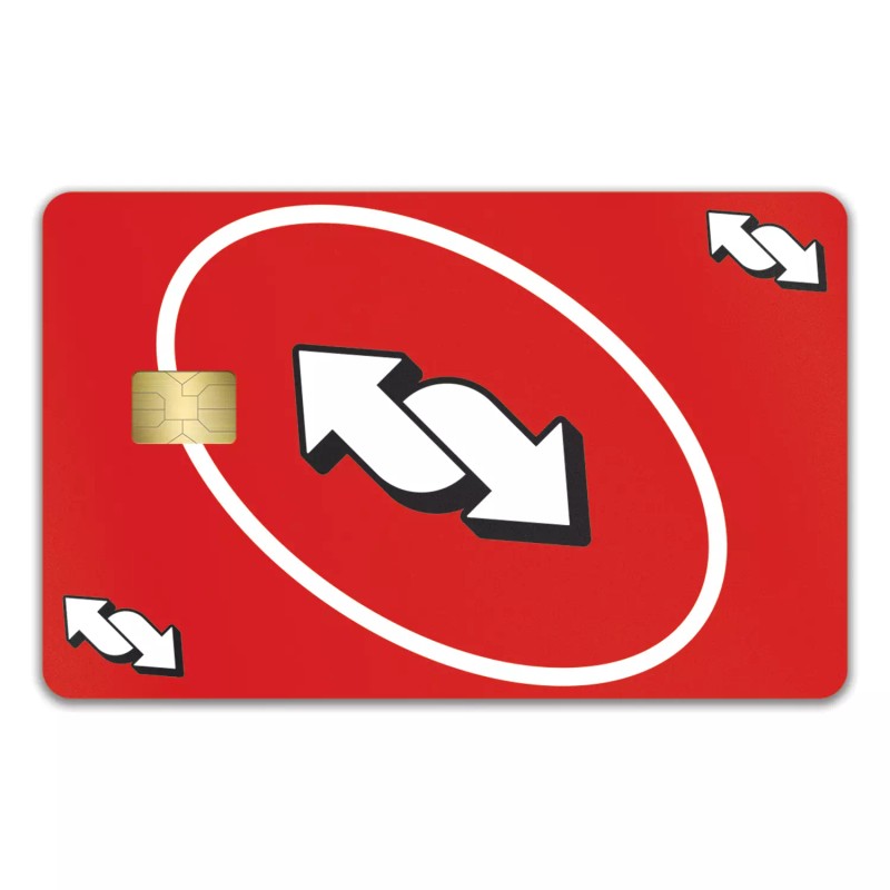 KCD 3 Pack Reverse UNO Credit Card Skin Red Debit