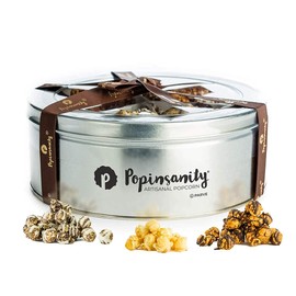 Popinsanity Gourmet Popcorn Tri Flavored Gift Pack, Oprah’s Favorite Things! 16 Oz Tin Overflowing with 3 of Our Most Popular Flavors, Cookies N' Cream, Caramel Chocolate Drizzle, and Sweet N' Salty
