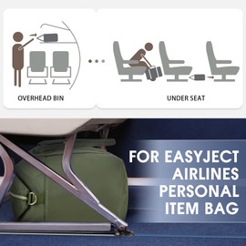 WANDF Cabin Bag 45x36x20 for Easyjet Airlines Underseat Travel Bag with TSA Approved Quart Size Bag & Shoes Bag Holdall Bag Carry on Hand Luggage Weekend Bag for Women and Men (Dark Green 32L)