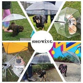 PETLESO Dog Umbrella for Small Breeds - Adjustable Self-Assembly Waterproof Clear Pet Umbrella with Rain Protection for Walking
