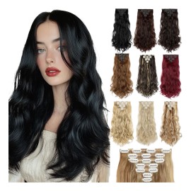 Extensiones De Cabello Ondulado Natural Clip Cortinas 7 Pzas
