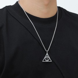 Hisatan Initial Necklace for Men, A-Z Letter Pendant Necklaces Silver Mens Stainless Steel Monogram Alhpabets Charm Gifts Jewelry, 24 inch Box Chain, Medium, Stainless Steel, No Gemstone