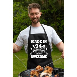 Print4U 80th Birthday Made In 1944 BBQ Cooking Funny Novelty Apron Black