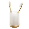 iDesign 3 Divided Sections for Bathroom or Vanity-Frost/Gold Toothbrush Holder