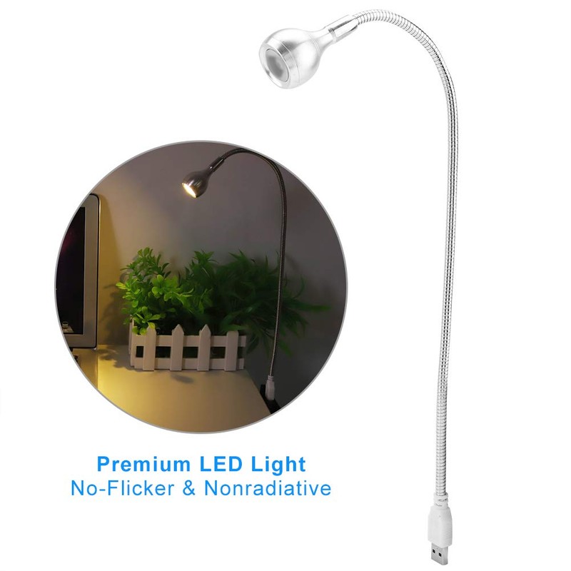 Qcwwy UBS LED Light, 1W Flexible Neck, Portable USB LED