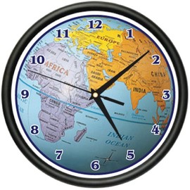 SignMission Beagle Globe Wall Clock World map Atlas Geography Teacher Gift
