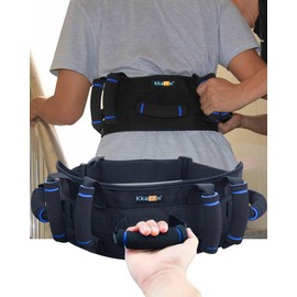 KKAFFE Gait Belts for Seniors with 7 Handles,Back with Anti-Slip Material- Safety Belt for Elderly,Medical Transfer Belt for Lifting/Walking Patients,Over Duty Heavy 250lb Capacity (Blue)