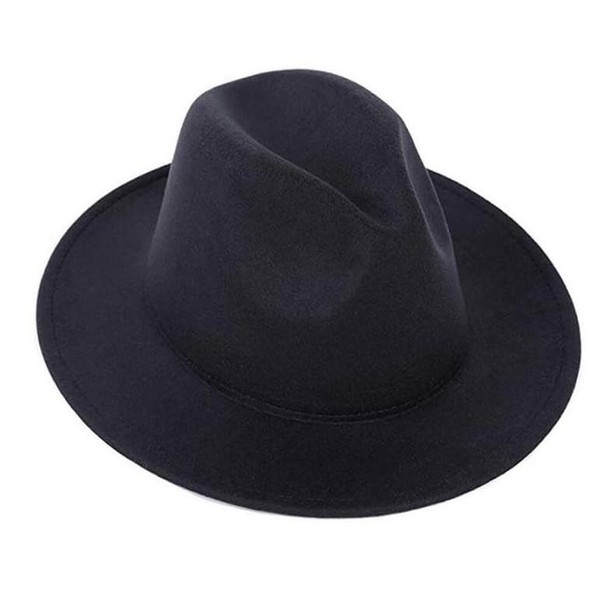 Bamboopack Unisex Classic Black Wool Fedora Hat Wool Blend Panama