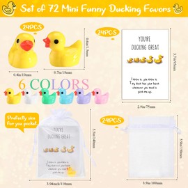 24 Sets Graduation Inspirational Gift Set You're Ducking Great Cheer Up Cards Thank You Gift Mini Resin Ducks with Organza Bags Bulk Pocket Favors for Students Coworkers (Multicolor, Classic Style)
