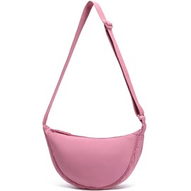 YIKOEE Crescent Bag for Women Men Small Sling Crossbody Bag with Half Moon Shape (Pink)