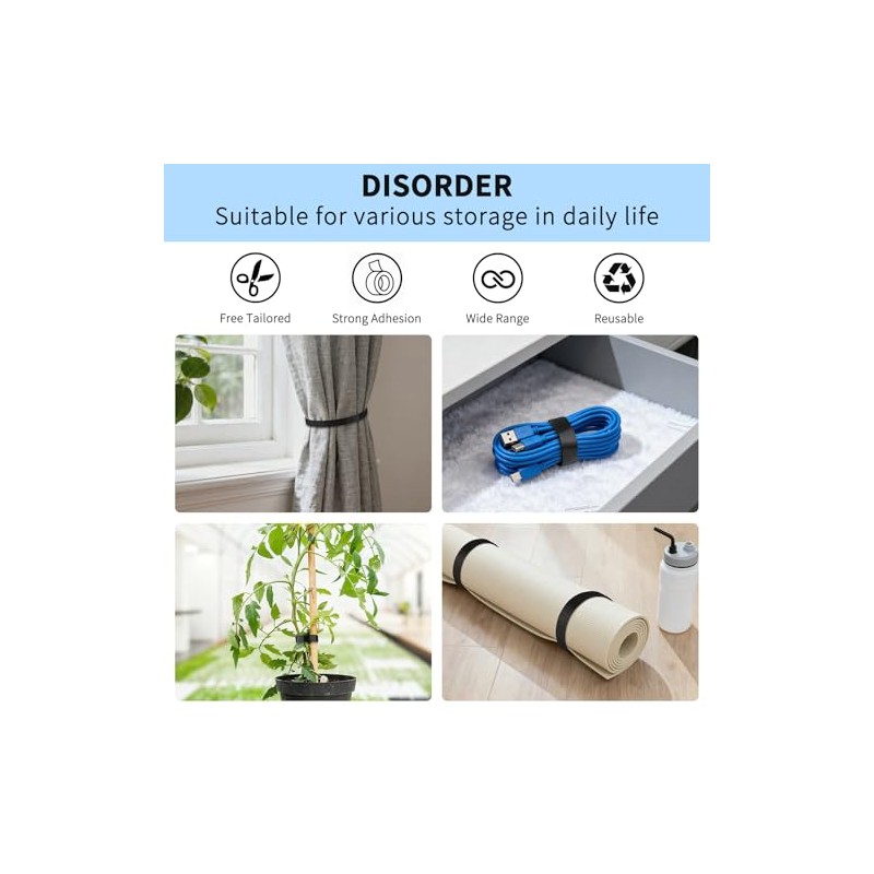 Wanme Bridas Reutilizables para Cables,Ajustables de Nylon Sujetacables Reutilizables de