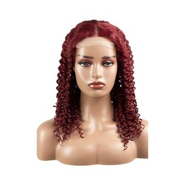 Lakaisa Deep Wave Human Hair Wig Burgundy 4x4 Lace Front Real Hair Wig Wear and Go Glueless 100% Unprocessed Brazilian Remy Hair Wig Real Hair Women No Smell for Woman 26 Inches