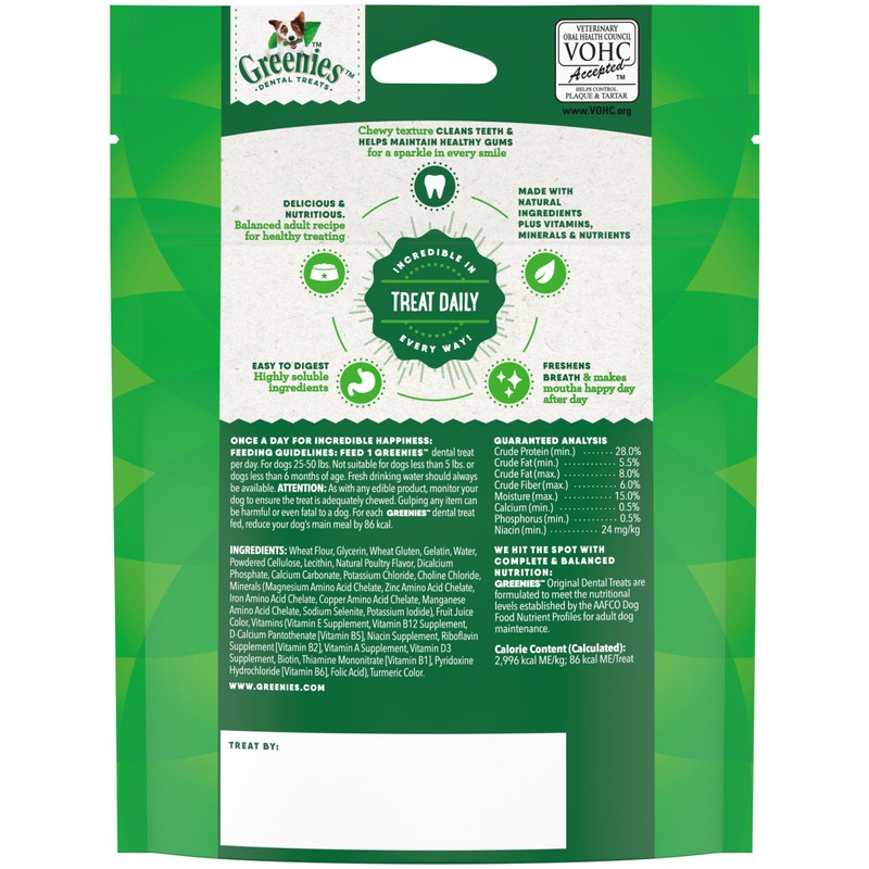 Greenies Veterinarian-Recommended Adult Natural Dental Dog Treats Regular Size, Original