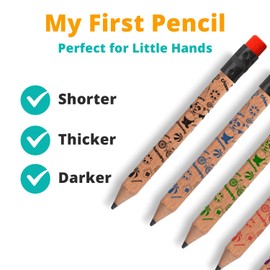 Channie’s My First Pencil, Easy-to-Hold Write Size Graphite Jumbo Barrel Presharpened Wooden 2B Small Pencils for 3-7 Year Olds, Brown Color, 2 Pack (5 Pencils Each)