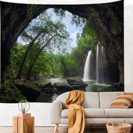 Llamazing Forest Tapestry Home Decor Landscape Tapestry Living Room Bedroom Decoration Tapestry Magic Tapestry Curtain XGXL (Waterfall, 90.5''L×70.8''W) XGXL