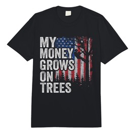Tree Climbing American Flag Arborist My Money Grows On Trees Comfort Colors Adult Heavyweight T-Shirt