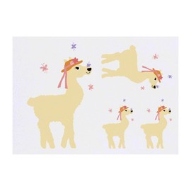 4 x 'Lama With A Butterfly On Her Nose' Temporary Tattoos - Water Resistant, Skin-Safe, Non-Toxic Transfers, Mixed Sizes (TO00075870)