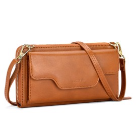 nuoku Small Crossbody Shoulder Bag for Women, Wristlet Phone Women's Wallet with Credit Card Holder,Clutch Purse (Brown)