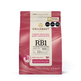 Callebaut Ruby Couverture Chocolate Callets | Recipe RB1 | Crafted from the Ruby Cocoa Bean, No Colourants, No Fruit Flavorings | 5.5 lb / 2.5 kg