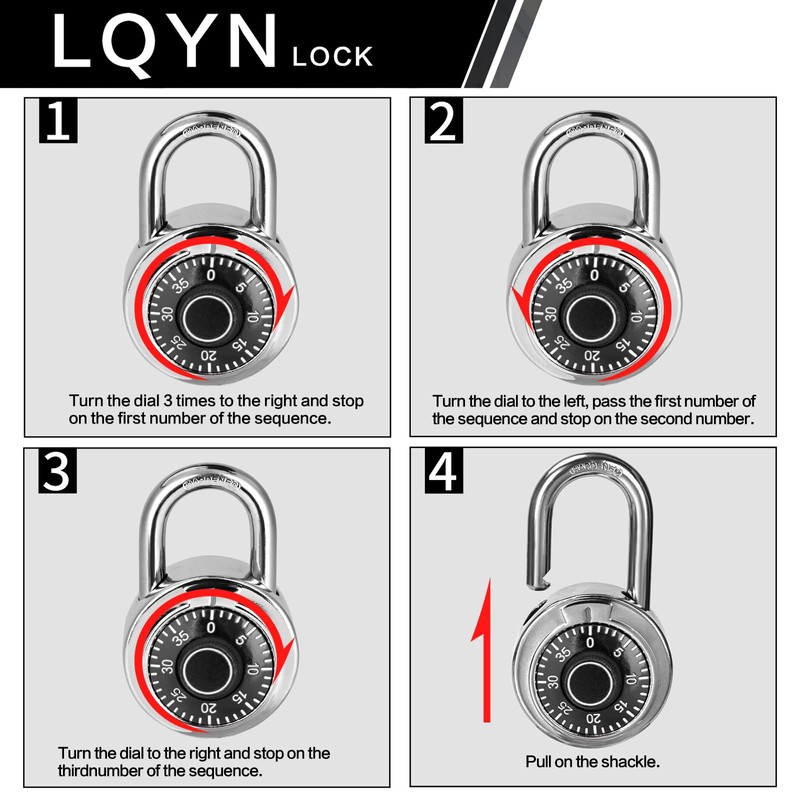 Combination Lock, LQYN Standard Dial Combination Lock, Pack of 12;