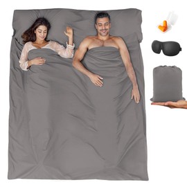 BREENHILL Double Sleeping Bag Liner,Camping Sheets & Travel Sheet, Hostels & Traveling Adult Sleep Sack for Backpacking, Hotels Lightweight Camping Sleeping Bag Liners