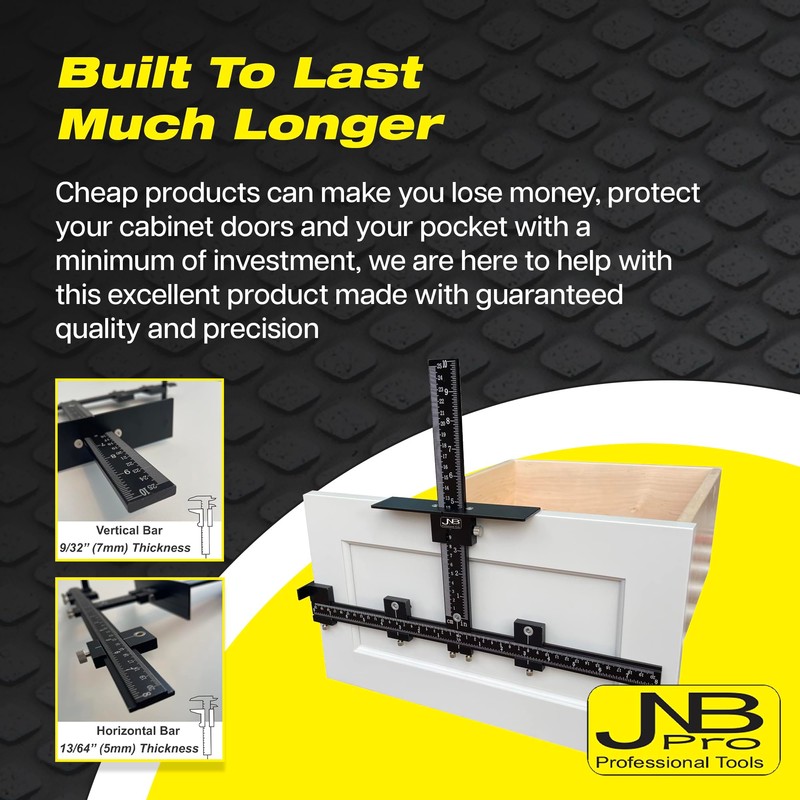 JNB Pro Cabinet Hardware Jig with Center Drill Guide, Hole