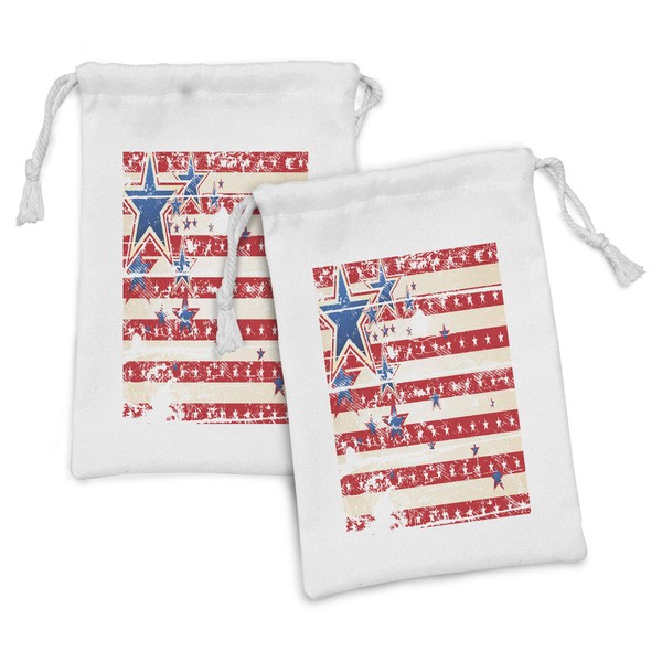 Ambesonne American Flag Fabric Pouch Set of 2, USA National