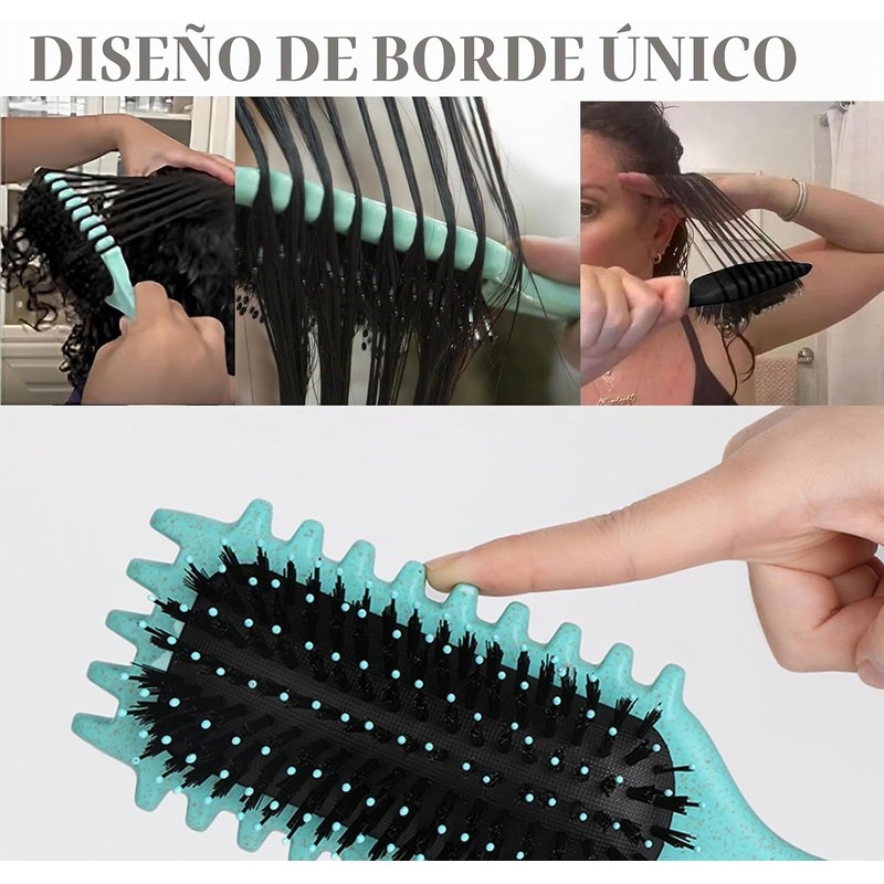 Cepillo Para Cabello Rizado, Definidor De Rizos Con Jabalí Y