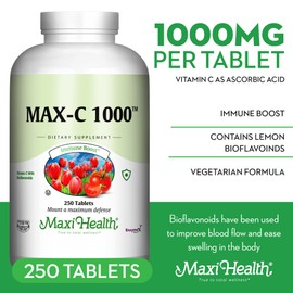 Maxi-Health Max Vitamin C -"1000mg" - with Bioflavonoids - 250 Tablets - Kosher