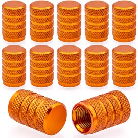 MEAJOO 12PCS Tire Valve Stem Caps, Dust Proof, Anodized Aluminum Universal Tire Valve Stem Covers for Cars, SUV, Trucks, Bikes, Motorcycles, Bicycles(Orange)