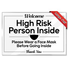 Essentials For Hosts - High Risk Person Please Wear A Mask Sign - 4"x6" Acrylic Sign w/Mounting Tape-Rental Home Necessities Mask Required Door Sign - Face Mask Required Sign for Business (Pack of 2)