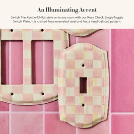 MACKENZIE-CHILDS Enamel Switch Plate, Light-Switch Cover, Single Toggle, Pink-and-White Rosy Check