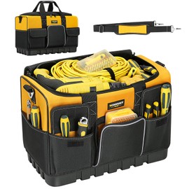WINHUNT Tool Bag, 18-inch Tool Organisers, 600 Denier Large Tool Bag for Home DIY & Equipment Storage, Yellow and Black (46cm/18inch)