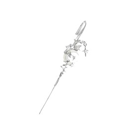 Vintage Ear Wrap Crawler Hook Earrings Silver Black Cross Moon Star Ear Wrap Crawler Hook Earrings for Women Punk Rock Gothic Star Rhinestone Wire Needle Hook Earrings Jewelry (Silver Moon)