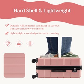 OLIXIS Carry On Hardside Luggage with Spinner Wheels Expandable TSA Lock Hard Shell Lightweight Suitcase, Pink, 20-Inch