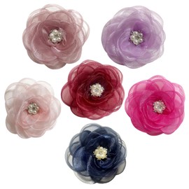 UBQUBQ Pearl Flower Dog Collar Accessories Pack of 6, Decorative Flower Charms for Dog and Cat Collars with Pearls (Style3)