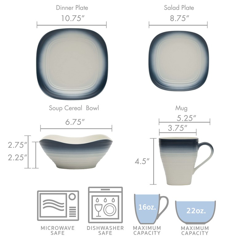 Mikasa Swirl Square 4-Piece Place Setting, Service for 1, Ombre