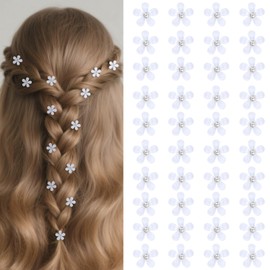 Bumlofa Set of 40 Flower Hair Clips, Mini Hair Clips, Small White, Flower Hair Clips for Women Hairstyle