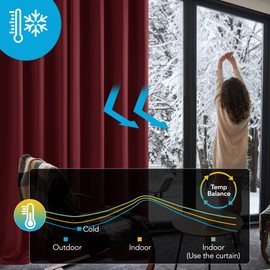 Deconovo Curtains Living Room Opaque Curtains with Eyelets for Bedroom Thermal Curtains Opaque 175 x 140 cm (Height x Width), Red, Pack of 1