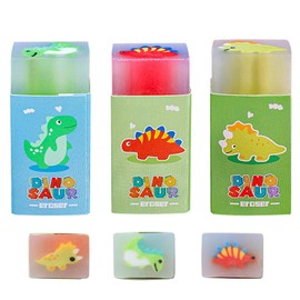 WUSJCOF 3 Pcs Dinosaur Eraser Set Souvenir Kids Birthday Supplies Kids School Supplies Stationery
