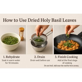 Hida Beauty Dried Thai Holy Basil Leaves 30g Whole Leaves for Stir-Fry & Spicy Dishes, Soups Asian Cuisines