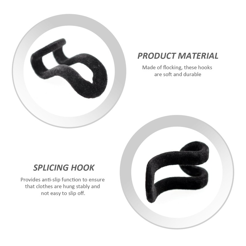 FDGGT 40pcs Black Coat Hanger Hooks Mini Hooks Non-Slip Flocking