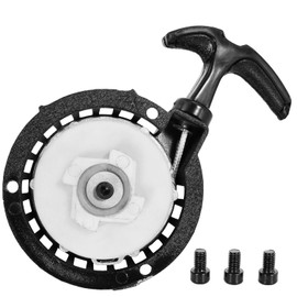 Aluminum Alloy Rewind Pull Starter for 40/44-6 2-Stroke 47cc 49cc Mini Moto Chopper ATV Quad Dirt Pocket Bike Scooter 4 Wheeler Nylon Gear Mini Easy Pull Starter with Screws Black