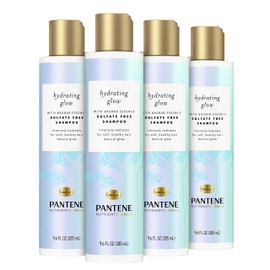 Pantene Sulfate & Silicone Free Shampoo with Baobab Essence, Hydrating Glow Nutrient Blends, 9.6 Fl Oz, Pack of 4