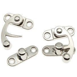 1 Pair Antique Hook Hasp Latch Left Right Mini Swing Arm Clasp Latch Vintage Style Zinc Alloy Hook Latch with Mounting Screws [FDXGYH,Silver]