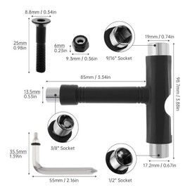 Tobefore Skate Tool, All in One Skateboard Tool with T-Type Allen Key and L-Type Phillips Head Wrench Screwdriver for Adjusting and Tightening Skateboard/Longboard Wheels, Trucks, and Kingpins 10Pcs